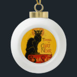Vintage Black Cat Art Nouveau Paris Cute Chat Noir Ceramic Ball Christmas Ornament<br><div class="desc">Théophile Alexandre Steinlen Le Chat Noir Le Chat Noir was a nineteenth-century entertainment establishment, in the bohemian Montmartre district of Paris. Théophile Steinlen's 1896 Art Nouveau poster illustration is an advertisement for a tour to other cities of the Le Chat Noir's troupe of cabaret entertainers. Théophile Alexandre Steinlen was a...</div>