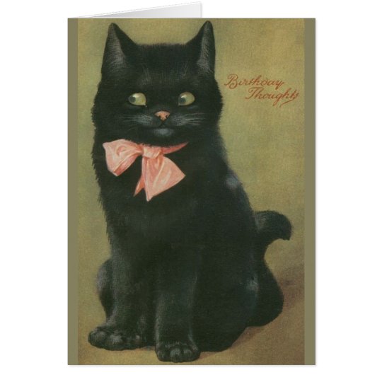 Vintage Black Cat Birthday Greeting Card