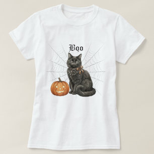 Vintage Black Cat "Boo" Halloween Jack-o'-Lantern T-Shirt