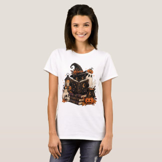 Vintage Black Cat Bookish Halloween T-Shirt