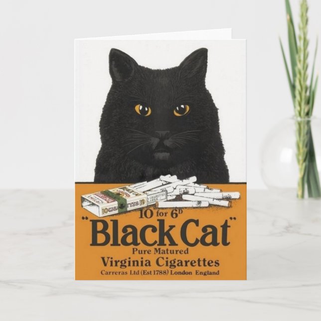 Vintage Black Cat Cigarette Ad Note Card (Front)