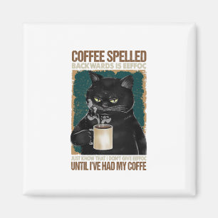 Vintage Black Cat Coffee Spelled Backwards Magnet