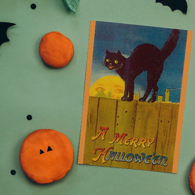 Vintage Black Cat Halloween Card (Creator Uploaded)