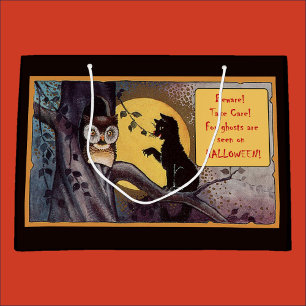 Vintage Black Cat Halloween Gift Bag