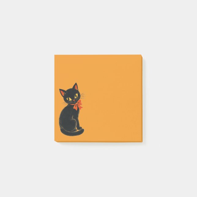 Vintage Black Cat Halloween Post-it Notes (Front)