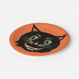 Vintage Black Cat Paper Plate