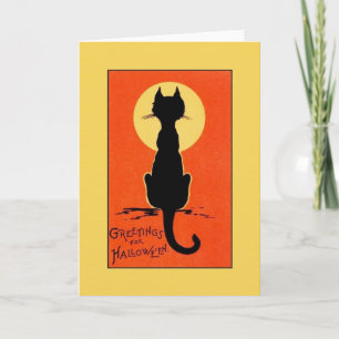 Vintage Black Cat Silhouette Greeting Card