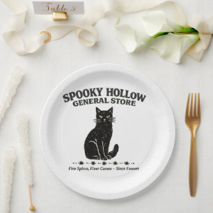 Vintage Black Cat Spooky Hollow General Store  Paper Plate