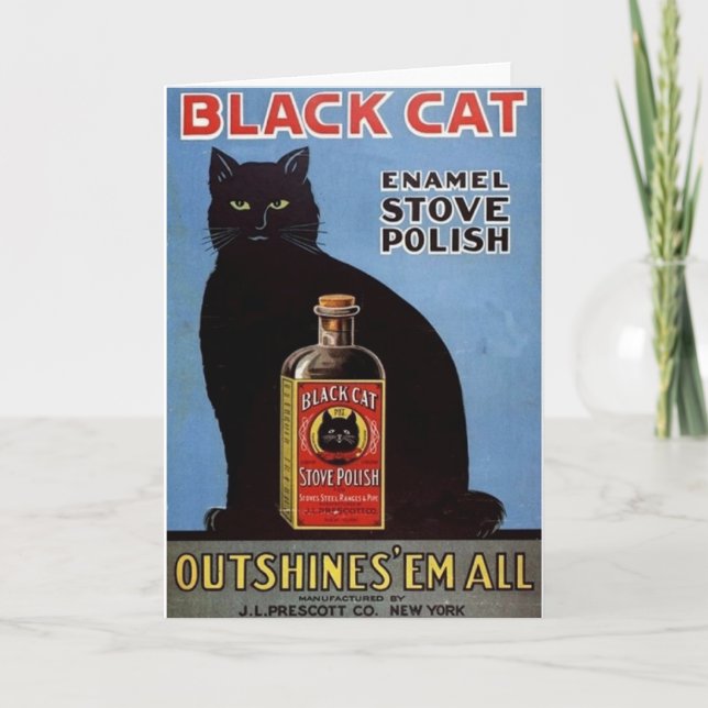Vintage Black Cat Stove Polish Ad Note Card (Front)