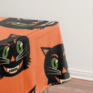 Vintage Black Cat Tablecloth
