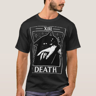 Vintage black cat tarot card death humour hallowee T-Shirt