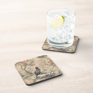 Vintage Black Cat Toile Custom Mahjong Coaster