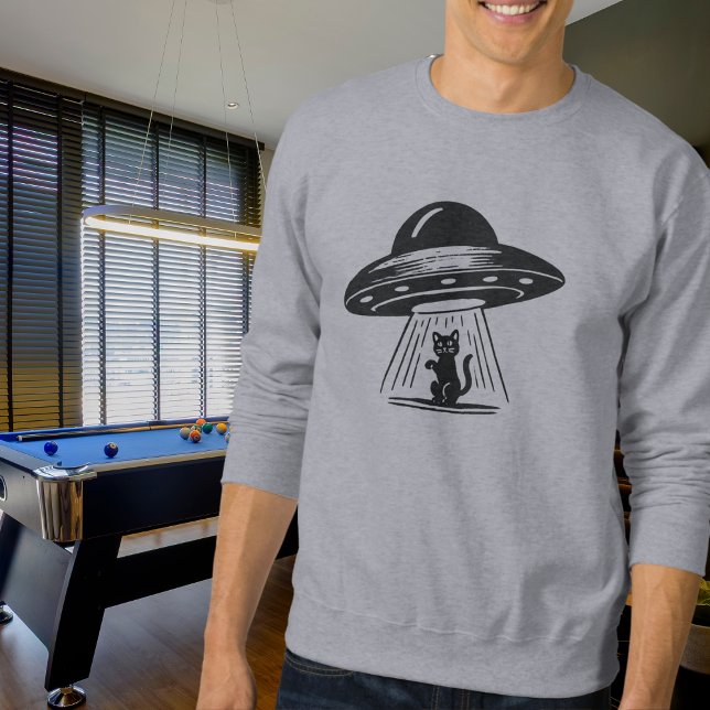 Vintage Black Cat UFO Spaceship Funny  Sweatshirt (Creator Uploaded)