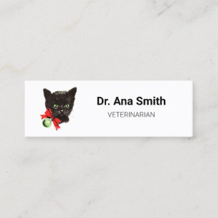 Vintage Black Cat veterinary profession business Mini Business Card