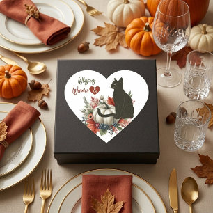 Vintage Black Cat White Pumpkin Whiskers & Wonder Heart Sticker