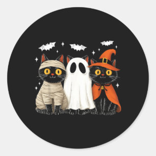 Vintage Black Cats Halloween Pumpkin Mummy Witch Classic Round Sticker