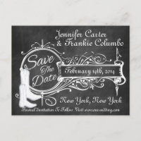 Vintage Black Chalkboard Cowboy Save The Date