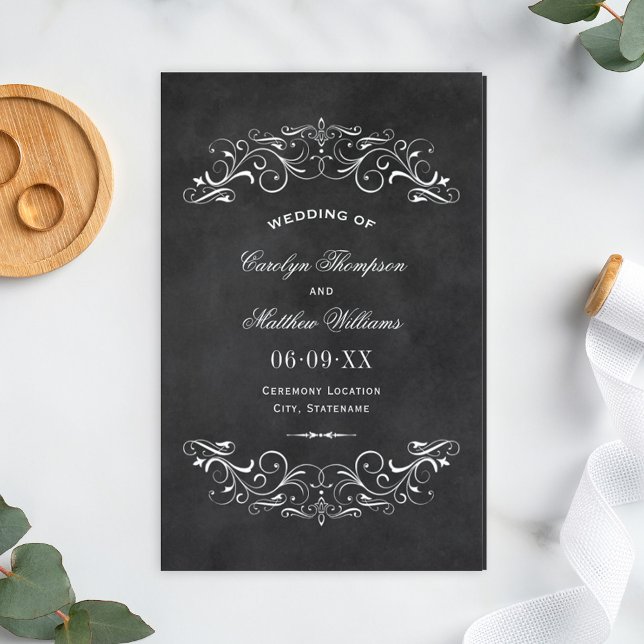 Vintage Black Chalkboard Wedding Programs (Creator Uploaded)