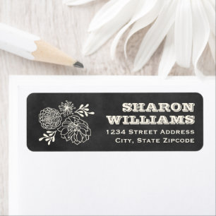 Vintage Black Chalkboard Wedding Return Address Label