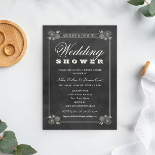 Vintage Black Chalkboard Wedding Shower Invitation