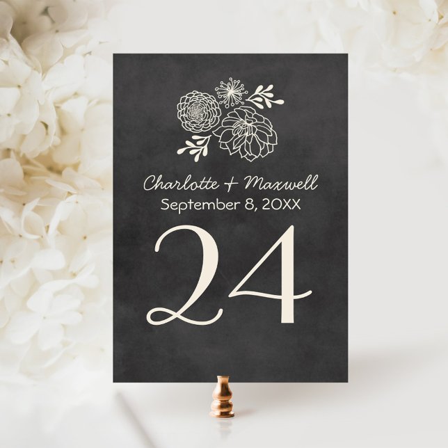Vintage Black Chalkboard Wedding Table Number (Creator Uploaded)