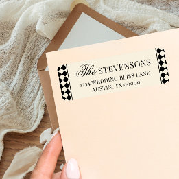 Vintage Black Chequered Old Money Return Address Label