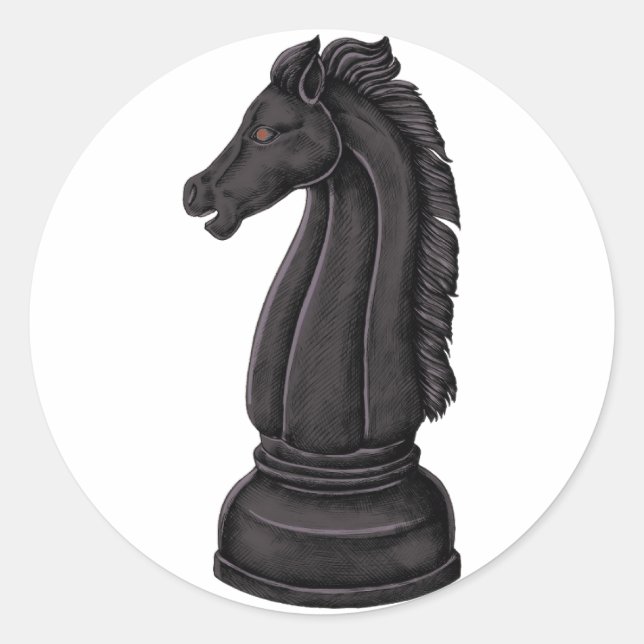 Vintage black chess piece classic round sticker (Front)