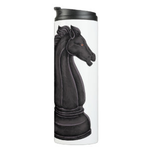 Vintage black chess piece thermal tumbler