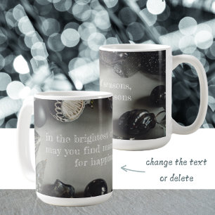 Vintage Black Christmas Ornaments with Ribbon Coffee Mug