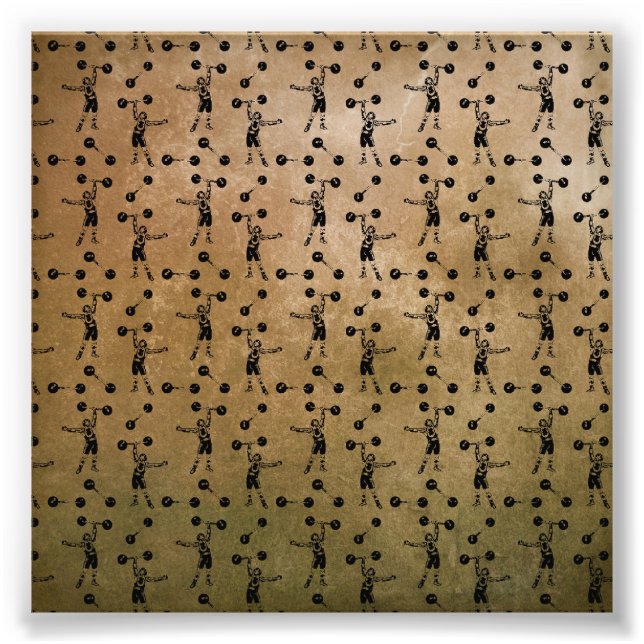 Vintage Black Circus Strongman Carnival Distressed Photo Print (Front)