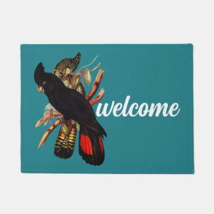 Vintage Black Cockatoo   Elizabeth Gould 1800s Doormat