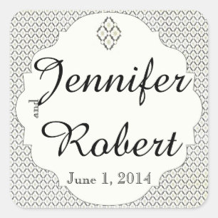 Vintage Black Cream Diamond Wedding Envelope Seal