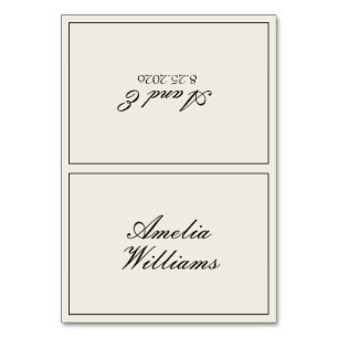 Vintage Black Cream Old Money Fancy Wedding Table Number