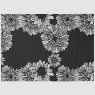 Vintage Black Daisy Floral Decoupage Tissue Paper