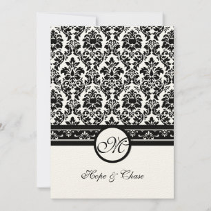 Vintage Black Damask Borders Invitation