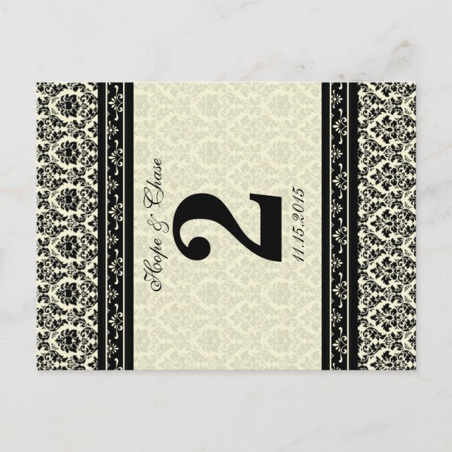 Vintage Black Damask Borders Postcard (Front)