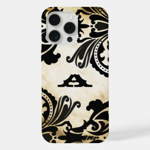 Vintage Black Damask Personalised iPhone 15 Pro Max Case