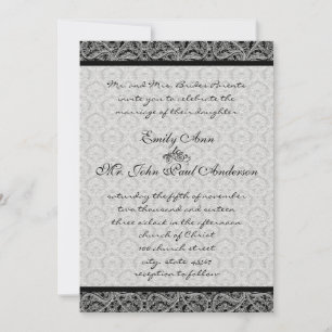 Vintage Black Damask Wedding Invitation