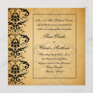 Vintage Black Damask Wedding Invitations