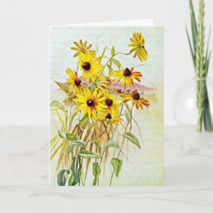 Vintage Black Eyed Susan Wildflowers  Holiday Card