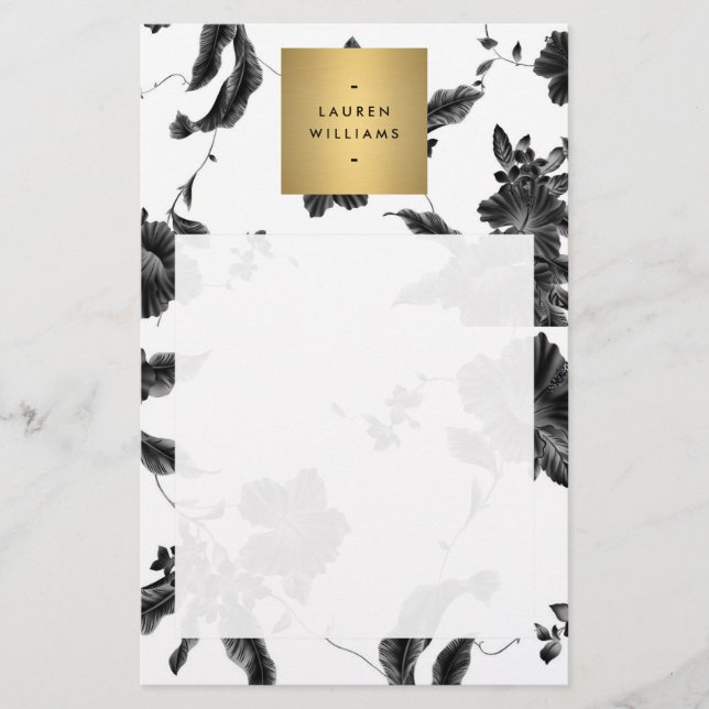 Vintage Black Floral Pattern Blank Flyer (Front)