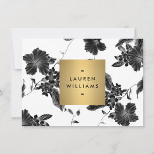 Vintage Black Floral Pattern Flat Notecard
