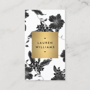 Vintage Black Floral Pattern Vertical Business Card