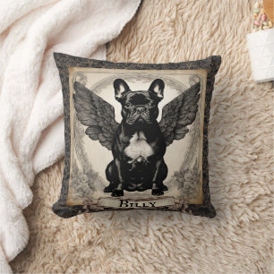 Vintage Black French Bulldog Personalised Cushion