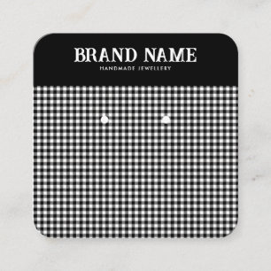 Vintage Black Gingham Earrings Display Square Business Card