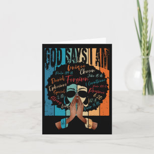 Vintage Black Girl God Says I Am Black Melanin His Card