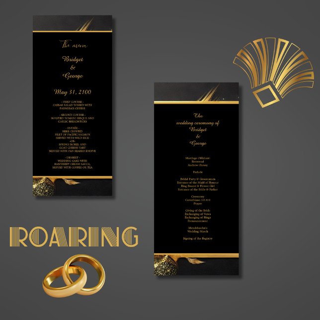 vintage black gold 1920s wedding program (Creator Uploaded)