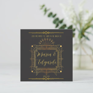 Vintage Black & Gold Art Deco Wedding Invitations