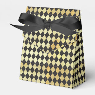 Vintage Black & Gold Harlequin Pattern Favour Box