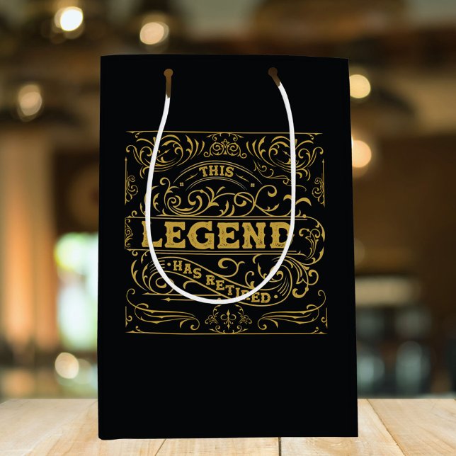 Vintage Black Gold Legend Retirement Medium Gift Bag (In situ)